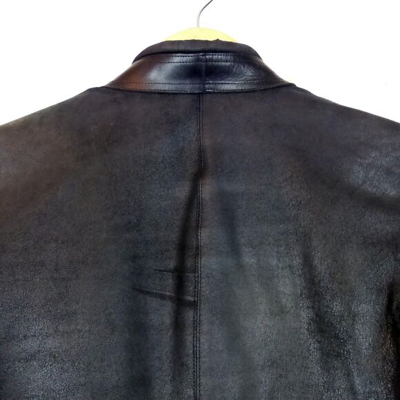 Rick Owen Distress Lamb Leather Jacket Women 6US Black Open Front Goth Y2K FLAWS - Picture 11 of 15